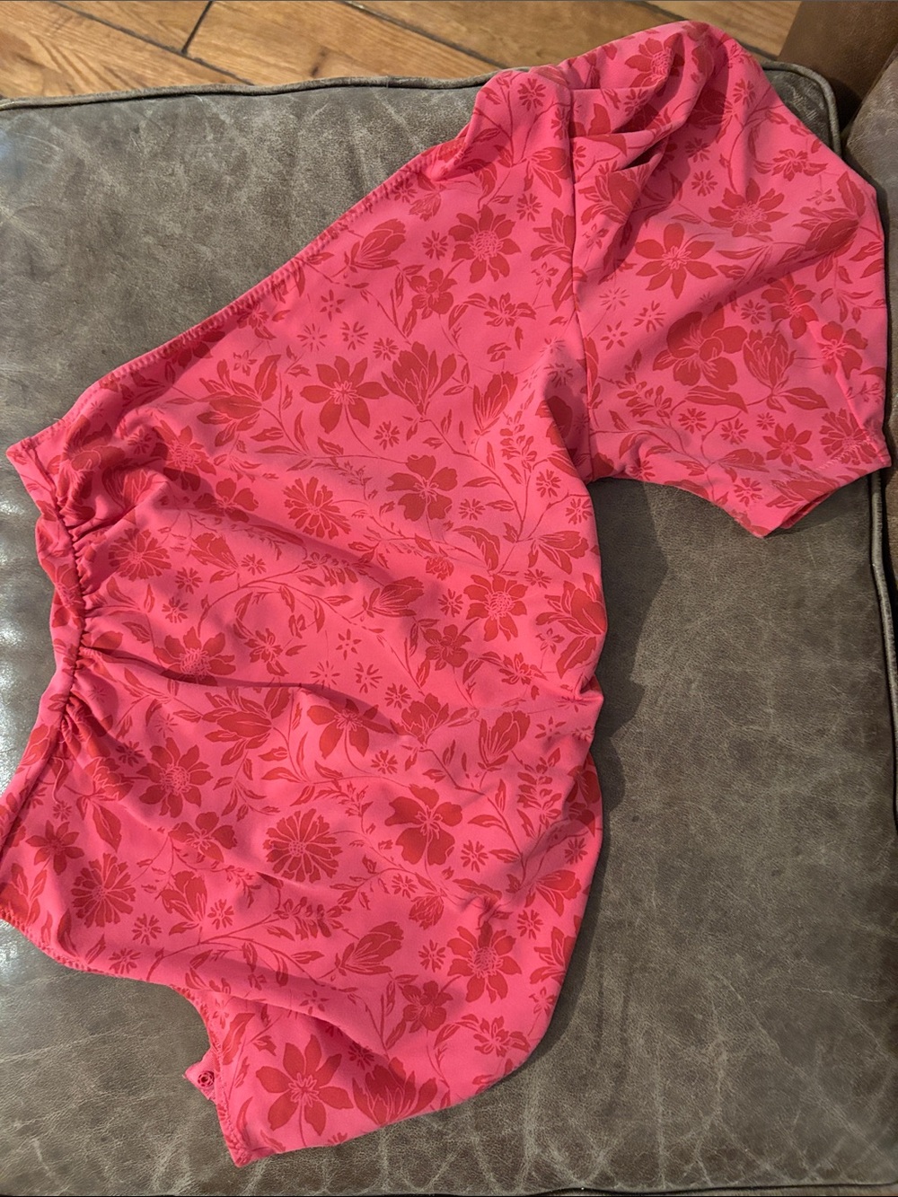 Free People Pink Floral One-Shoulder Bodysuit